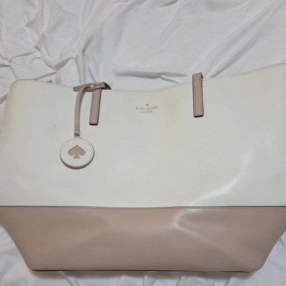 kate spade Handbags - Kate Spade New York Two Tone Leather Tote Bag Cream Pink Colorblock Shoulder Bag